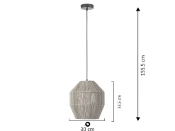 VS Venta-stock Lámpara Suspendida-Lámpara de techo Ishi de cuerda trenzada, diámetro 30 cm Beige