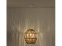 VS Venta-stock Lámpara Suspendida-Lámpara de techo Ishi de cuerda trenzada, diámetro 30 cm Beige