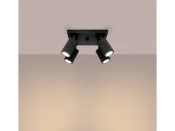 Sollux Lighting Plafón-Lámpara De Techo Karbon Minimalista De Aluminio - 4 Fuentes Luminosas - L.25 X A.16,5 Cm - Negro