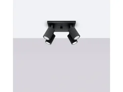 Sollux Lighting Plafón-Lámpara De Techo Karbon Minimalista De Aluminio - 4 Fuentes Luminosas - L.25 X A.16,5 Cm - Negro