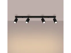 Sale Sollux Lighting Lámpara De Techo Karbon Minimalista De Aluminio - 4 Fuentes Luminosas - L.81 X A.16,5 Cm - Negro