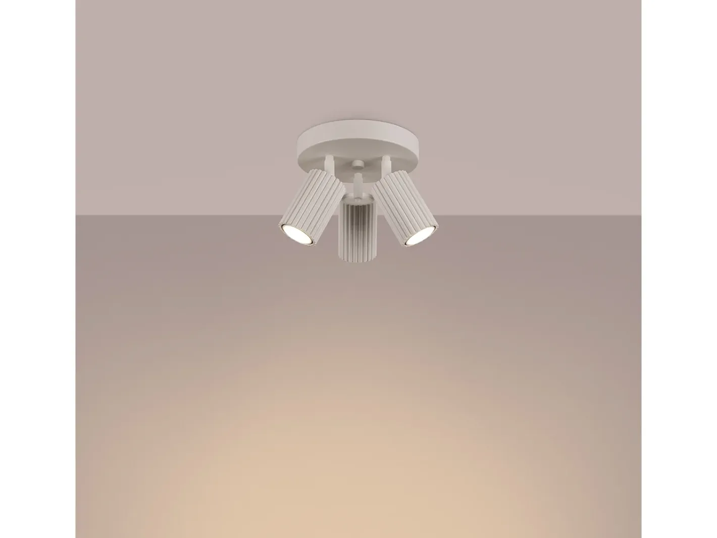 Sollux Lighting Plafón-Lámpara De Techo Karbon Minimalista De Aluminio - 3 Fuentes Luminosas - L.19,5 X A.18 Cm - Beige