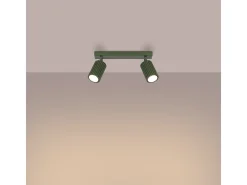 Sollux Lighting Lámpara De Techo Karbon Minimalista De Aluminio - 2 Fuentes Luminosas - L.30 X A.16,5 Cm - Oliva Verde New
