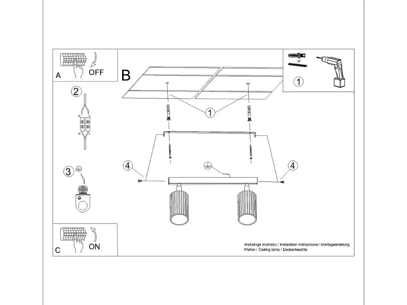 Sollux Lighting Plafón-Lámpara De Techo Karbon Minimalista De Aluminio - 2 Fuentes Luminosas - L.30 X A.16,5 Cm - Beige