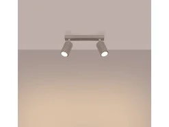 Sollux Lighting Plafón-Lámpara De Techo Karbon Minimalista De Aluminio - 2 Fuentes Luminosas - L.30 X A.16,5 Cm - Pardo Gris
