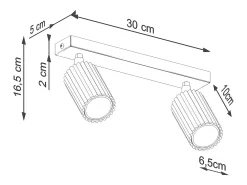 Sollux Lighting Plafón-Lámpara De Techo Karbon Minimalista De Aluminio - 2 Fuentes Luminosas - L.30 X A.16,5 Cm - Pardo Gris