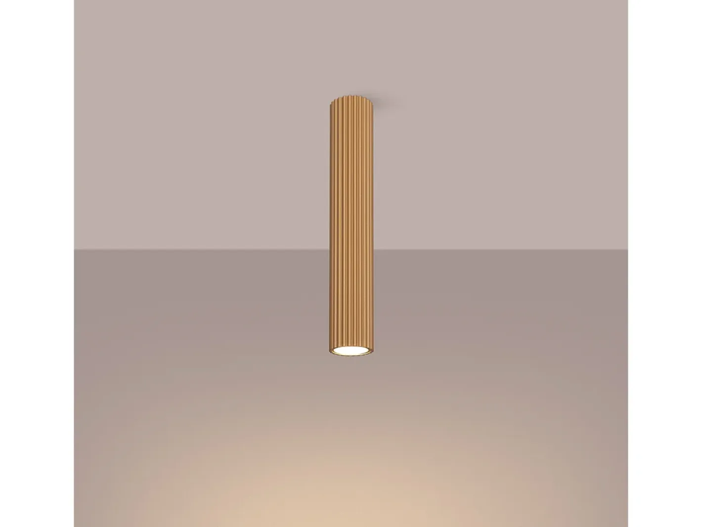 Sollux Lighting Plafón-Lámpara De Techo Karbon Minimalista De Aluminio - 1 Fuentes Luminosas - L.6,5 X A.40 Cm - Dorado