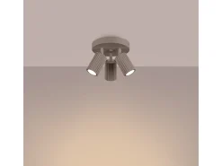 Sollux Lighting Plafón-Lámpara De Techo Karbon Minimalista De Aluminio - 3 Fuentes Luminosas - L.19,5 X A.18 Cm - Pardo Gris
