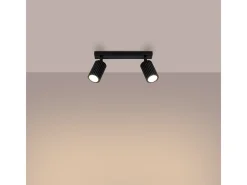 Outlet Sollux Lighting Lámpara De Techo Karbon Minimalista De Aluminio - 2 Fuentes Luminosas - L.30 X A.16,5 Cm - Negro