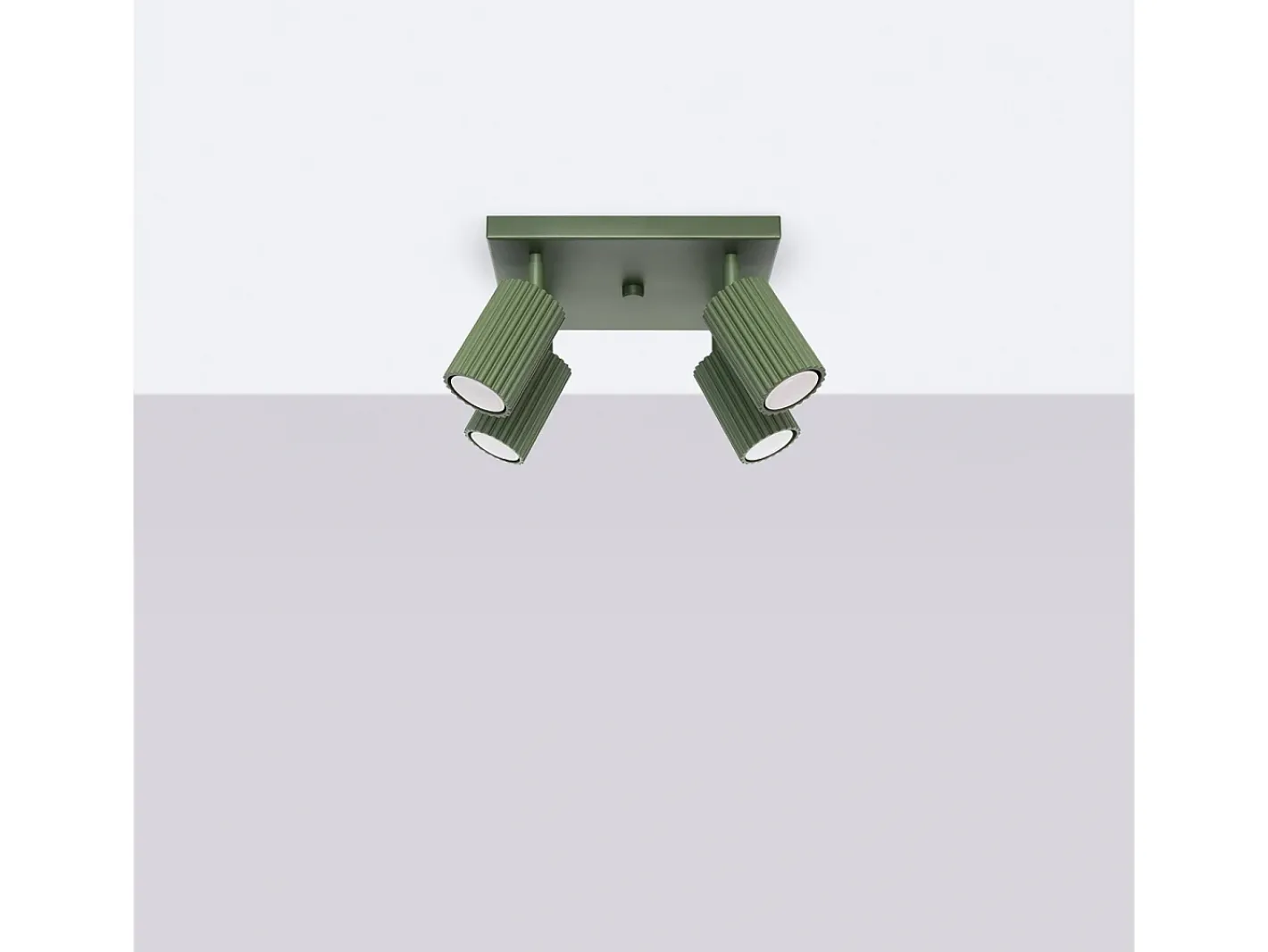 Sollux Lighting Plafón-Lámpara De Techo Karbon Minimalista De Aluminio - 4 Fuentes Luminosas - L.25 X A.16,5 Cm - Oliva Verde