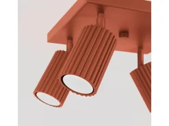 Outlet Sollux Lighting Lámpara De Techo Karbon Minimalista De Aluminio - 4 Fuentes Luminosas - L.25 X A.16,5 Cm - Ocre Rojo