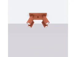 Outlet Sollux Lighting Lámpara De Techo Karbon Minimalista De Aluminio - 4 Fuentes Luminosas - L.25 X A.16,5 Cm - Ocre Rojo