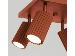 Outlet Sollux Lighting Lámpara De Techo Karbon Minimalista De Aluminio - 4 Fuentes Luminosas - L.25 X A.16,5 Cm - Ocre Rojo