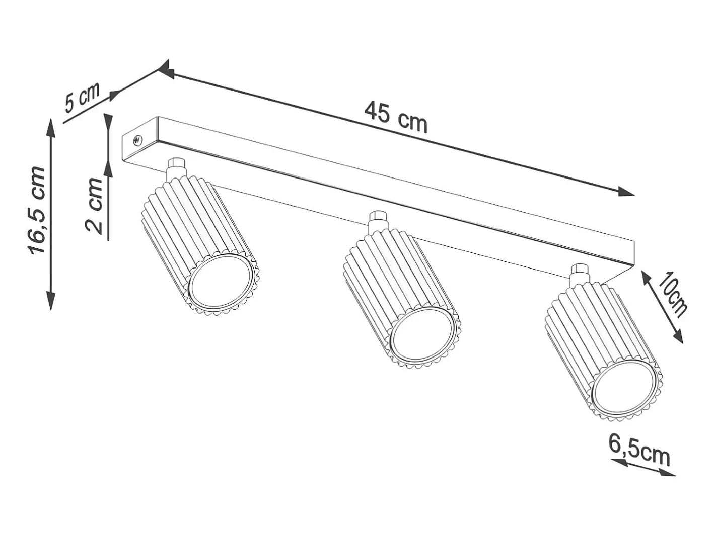 Sollux Lighting Plafón-Lámpara De Techo Karbon Minimalista De Aluminio - 3 Fuentes Luminosas - L.45 X A.16,5 Cm - Negro