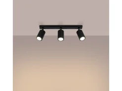 Sollux Lighting Plafón-Lámpara De Techo Karbon Minimalista De Aluminio - 3 Fuentes Luminosas - L.45 X A.16,5 Cm - Negro
