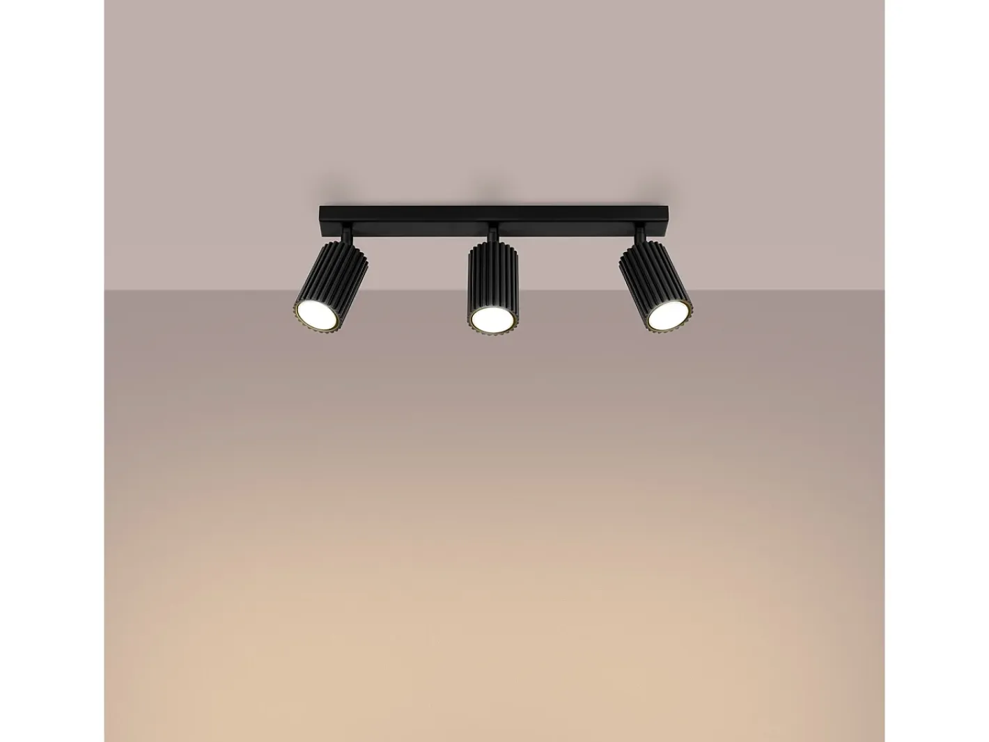 Sollux Lighting Plafón-Lámpara De Techo Karbon Minimalista De Aluminio - 3 Fuentes Luminosas - L.45 X A.16,5 Cm - Negro