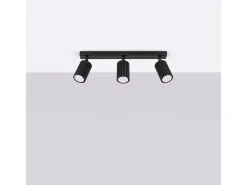 Sollux Lighting Plafón-Lámpara De Techo Karbon Minimalista De Aluminio - 3 Fuentes Luminosas - L.45 X A.16,5 Cm - Negro