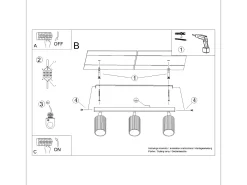 Sollux Lighting Plafón-Lámpara De Techo Karbon Minimalista De Aluminio - 3 Fuentes Luminosas - L.45 X A.16,5 Cm - Blanco