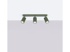 Discount Sollux Lighting Lámpara De Techo Karbon Minimalista De Aluminio - 3 Fuentes Luminosas - L.45 X A.16,5 Cm - Oliva Verde