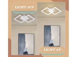 New NETTLIFE Lámpara de techo LED cuadrada , negra, 24 W, 4000 K, blanca neutra, moderna, para cocina Blanco