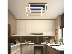 NETTLIFE Plafón-Lámpara de techo LED para salón, 2 marcos, negra, moderna, cuadrada, regulable, ideal para pasillo Negro