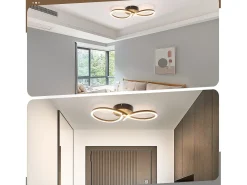 NETTLIFE Plafón-Lámpara de techo LED para sala de estar, 24 W, moderna y creativa, color , para cocina, 3000 K, blanco cálido Negro