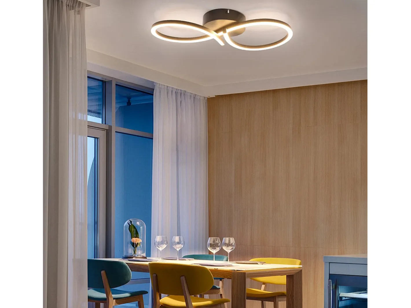 NETTLIFE Plafón-Lámpara de techo LED para sala de estar, 24 W, moderna y creativa, color , para cocina, 3000 K, blanco cálido Negro