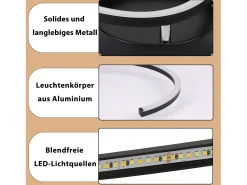 New NETTLIFE Lámpara de techo LED para salón, 24 W, moderna lámpara de techo 3000 K, para pasillo, cocina Negro