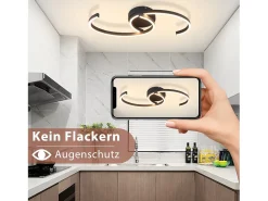 New NETTLIFE Lámpara de techo LED para salón, 24 W, moderna lámpara de techo 3000 K, para pasillo, cocina Negro