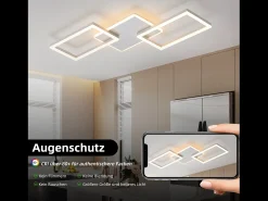 Hot NETTLIFE Lámpara de techo LED para salón - Lámpara de techo regulable con mando a distancia de 63 W - Grande - moderno Blanco
