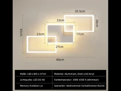 Hot NETTLIFE Lámpara de techo LED para salón - Lámpara de techo regulable con mando a distancia de 63 W - Grande - moderno Blanco
