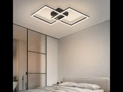 NETTLIFE Plafón-Lámpara de techo LED para dormitorio: lámpara de salón negra de 24 W, lámpara de cocina blanca neutra de 4000 K, diseño moderno y ajustable. Negro