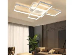 NETTLIFE Plafón-Lámpara de techo LED con control remoto, moderna lámpara de techo geométrica, negra, regulable Blanco