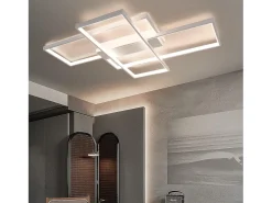 NETTLIFE Plafón-Lámpara de techo LED con control remoto, moderna lámpara de techo geométrica, negra, regulable Blanco