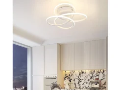 NETTLIFE Plafón-Lámpara de techo LED para pasillo, diseño moderno, blanca, regulable, con mando a distancia, 36 cm, metal, 44 W Blanco