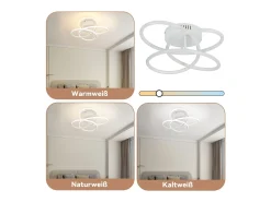 NETTLIFE Plafón-Lámpara de techo LED para pasillo, diseño moderno, blanca, regulable, con mando a distancia, 36 cm, metal, 44 W Blanco