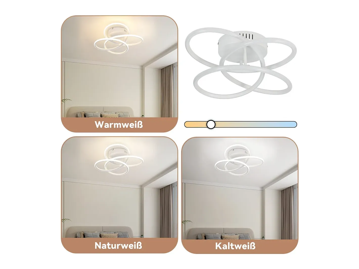 NETTLIFE Plafón-Lámpara de techo LED para pasillo, diseño moderno, blanca, regulable, con mando a distancia, 36 cm, metal, 44 W Blanco