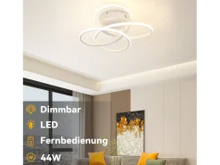 NETTLIFE Plafón-Lámpara de techo LED para pasillo, diseño moderno, blanca, regulable, con mando a distancia, 36 cm, metal, 44 W Blanco
