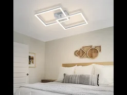 Hot NETTLIFE Lámpara de techo LED para dormitorio - Lámpara plateada de 24 W, blanco neutro 4000 K, ajustable, diseño moderno Plateado