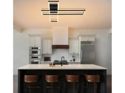 NETTLIFE Plafón-Lámpara de techo LED de 42 W, color , moderna, regulable de forma continua, diseño rectangular, para salón, dormitorio, cocina u oficina. Negro