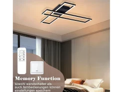 NETTLIFE Plafón-Lámpara de techo LED de 42 W, color , moderna, regulable de forma continua, diseño rectangular, para salón, dormitorio, cocina u oficina. Negro