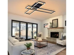 NETTLIFE Plafón-Lámpara de techo LED de 42 W, color , moderna, regulable de forma continua, diseño rectangular, para salón, dormitorio, cocina u oficina. Negro