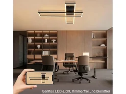 NETTLIFE Plafón-Lámpara de techo LED de 42 W, color , moderna, regulable de forma continua, diseño rectangular, para salón, dormitorio, cocina u oficina. Negro