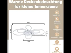 NETTLIFE Lámpara de techo LED para salón, lámpara de techo para cocina, 30 W, 40 cm, luz de techo en 3000 K Blanco Discount