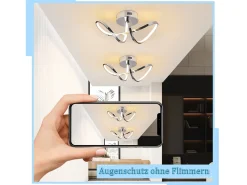 NETTLIFE Plafón-Lámpara de techo LED para dormitorio, diseño moderno, cromada, 12 W, para interior, 3000 K, blanco cálido Plateado