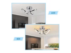 NETTLIFE Plafón-Lámpara de techo LED para dormitorio, diseño moderno, cromada, 12 W, para interior, 3000 K, blanco cálido Plateado