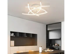 NETTLIFE Lámpara de techo LED para dormitorio regulable de 32 W, moderna, de metal , con mando a distancia Blanco Discount
