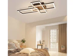 Discount NETTLIFE Lámpara de techo LED para dormitorio, marco , 102 cm, regulable, con control remoto, moderna y regulable. Negro