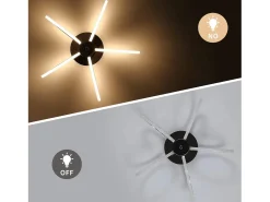 NETTLIFE Lámpara de techo LED de 47 cm, iluminación interior blanca cálida para dormitorio u oficina Gris