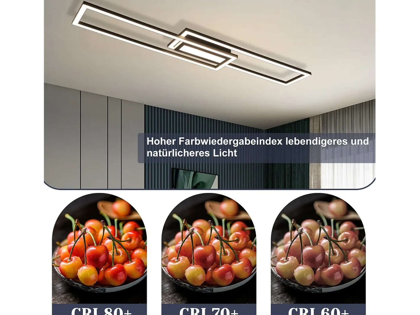 NETTLIFE Plafón-Lámpara de techo LED , negra, moderna, geométrica, regulable, con control remoto. Negro